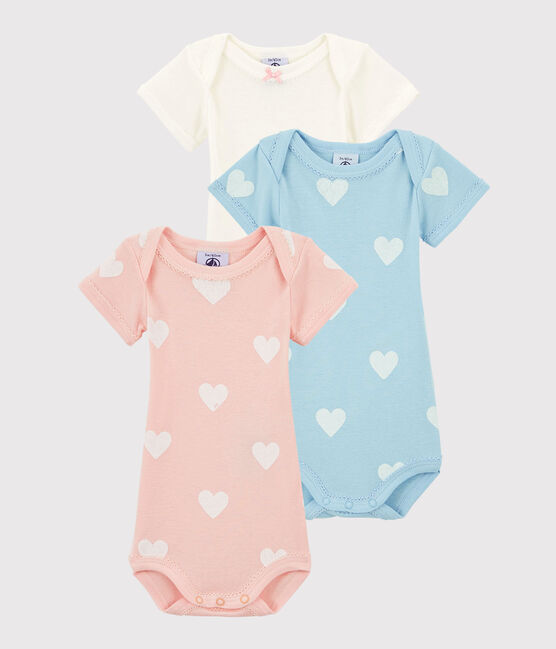 Lot de 3 bodies manches courtes pastel bébé fille en coton biologique variante 1