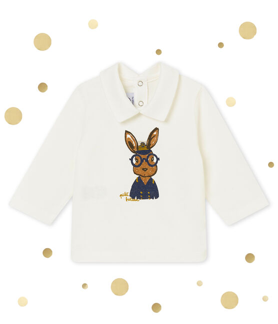 Polo uni bébé garçon blanc MARSHMALLOW