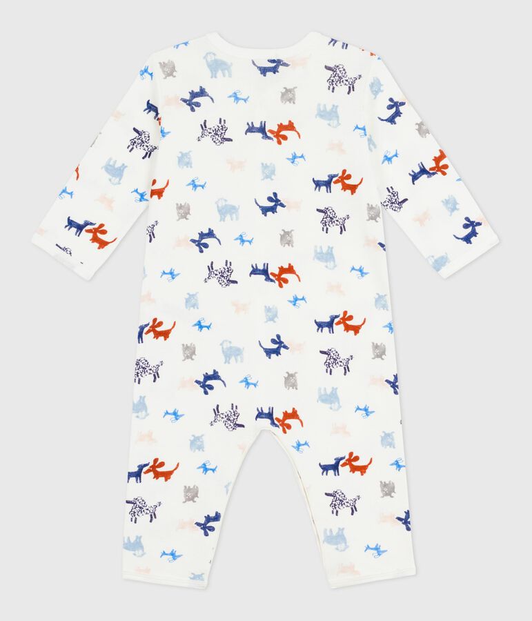 Katoenen babypyjama zonder voetjes met hondjesprint wit/multicouleur