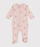 Babypyjama van geruwde fleece met sterretjes en hartjesprint roze SALINE/wit MULTICO