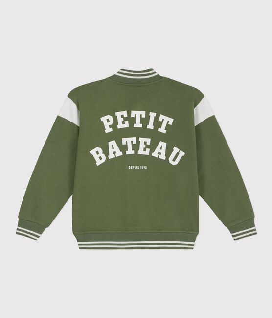 Veste teddy enfant en coton vert OLIVINE/ MILK
