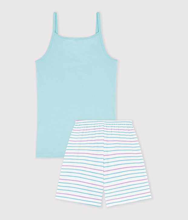 Pyjama short en c&ocirc;te vert/multicouleur