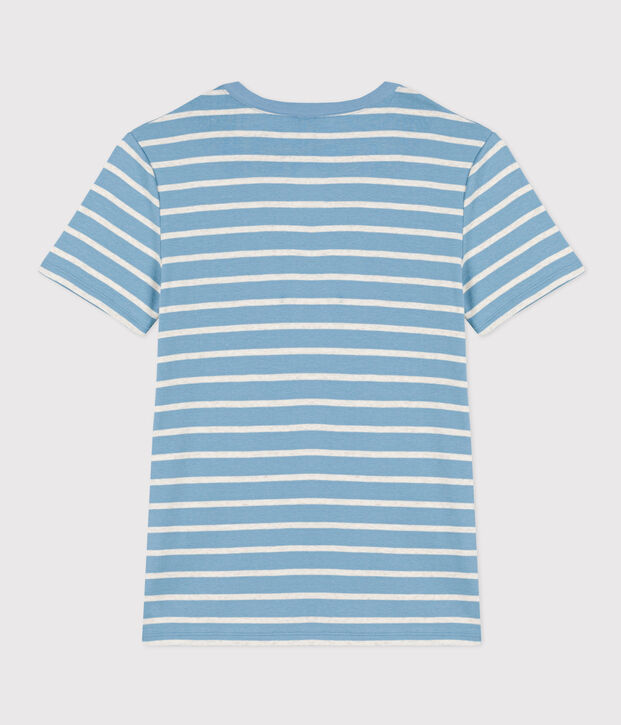 L'ICONIQUE, dames-T-shirt met ronde hals in katoen blauw/beige
