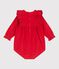 Combinaison courte bébé en velours à smocks et volants rouge TERKUIT