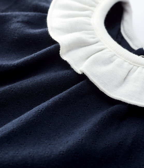 Robe body avec col en côte bébé fille bleu SMOKING