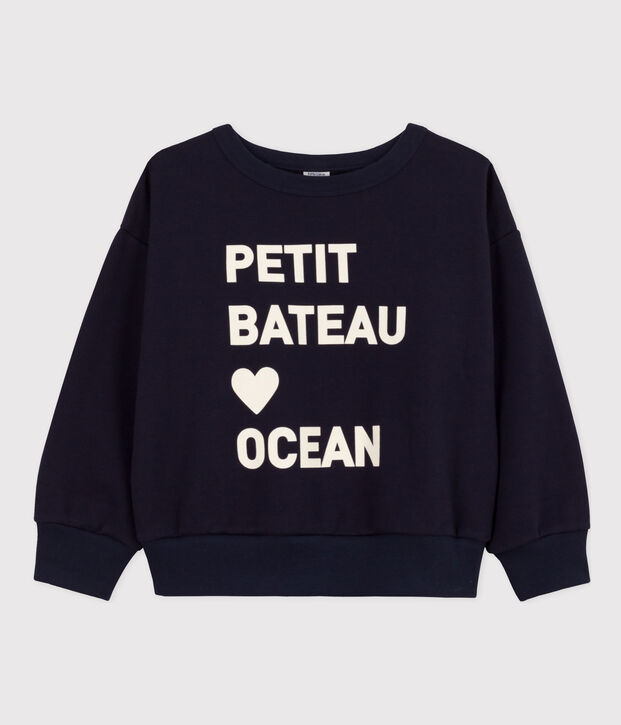Sweatshirt en molleton enfant fille / gar&ccedil;on bleu marine