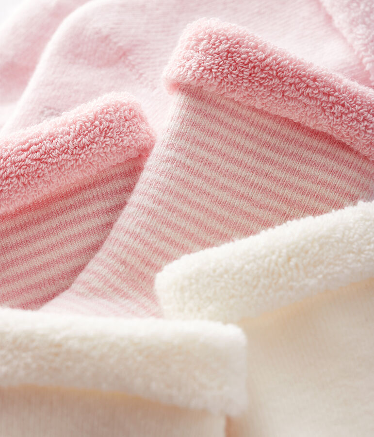 Drie sokjes voor baby's van tricot multicouleur