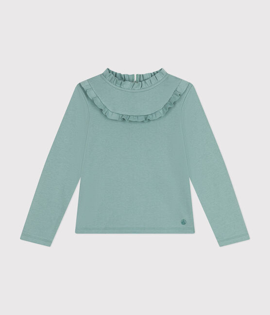 T-shirt met lange mouwen van ribstof voor meisjes groen PAUL