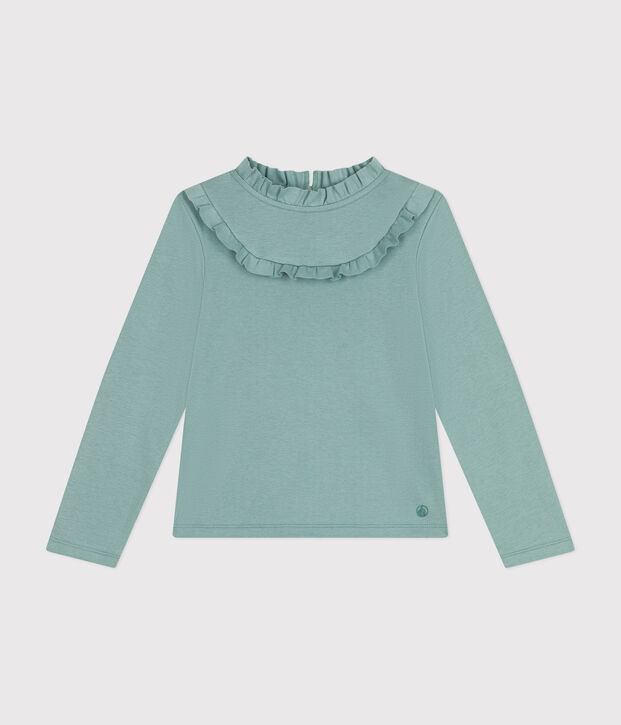 Tee-shirt manches longues en c&ocirc;te enfant fille vert