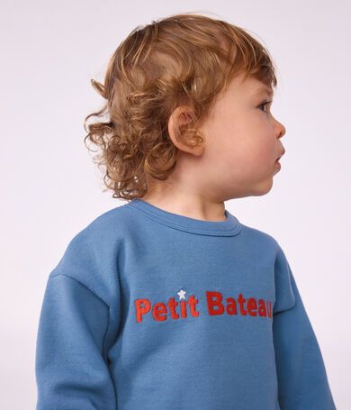Sweatshirt b&eacute;b&eacute; en coton uni et sa broderie