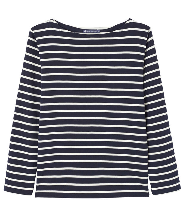 Gestreept uniseks T-shirt blauw/wit