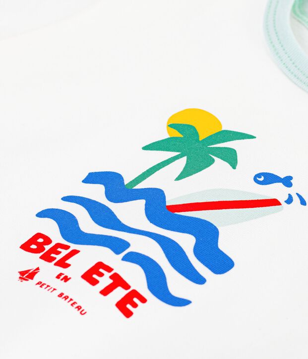 Katoenen T-shirt met korte mouwen en motiefje voor baby's wit