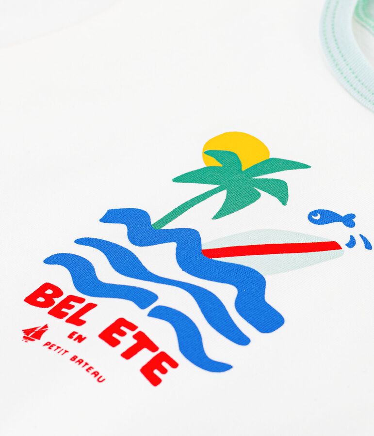 Katoenen T-shirt met korte mouwen en motiefje voor baby's wit