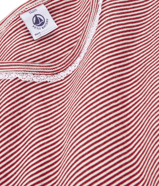 Chemise de nuit fille en côte rouge TERKUIT/blanc MARSHMALLOW