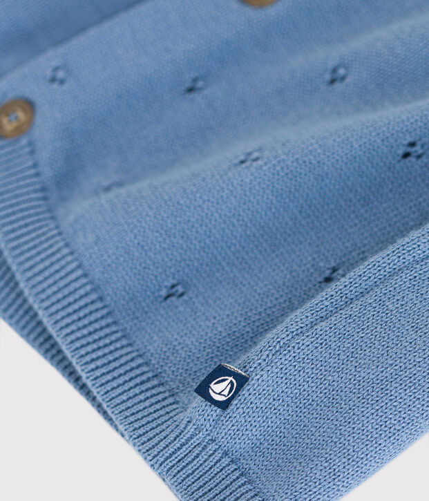 Gebreide babycardigan van ajourkatoen blauw