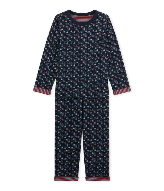 Pyjama garçon réversible bleu SMOKING/blanc MULTICO