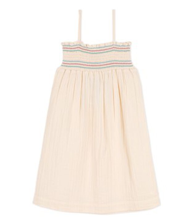Robe sans manches en gaze de coton enfant fille &eacute;cru