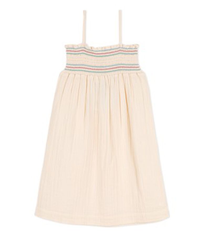 Robe sans manches en gaze de coton enfant fille &eacute;cru