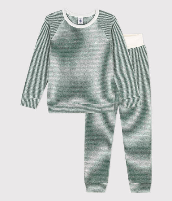 beest Winkelier Bestrating Pyjama uit badstof met milleraiesprint voor kleine meisjes en jongens  VALLEE/MARSHMALLOW | Petit Bateau