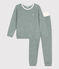 Pyjama uit badstof met milleraiesprint voor kleine meisjes en jongens groen VALLEE/wit MARSHMALLOW