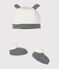 Lot bonnet naissance et chaussons bébé en côte variante 1