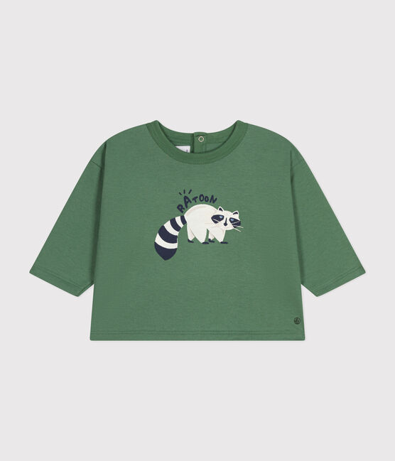 Tee-shirt manches longues en jersey fin bébé vert PALMERAIE