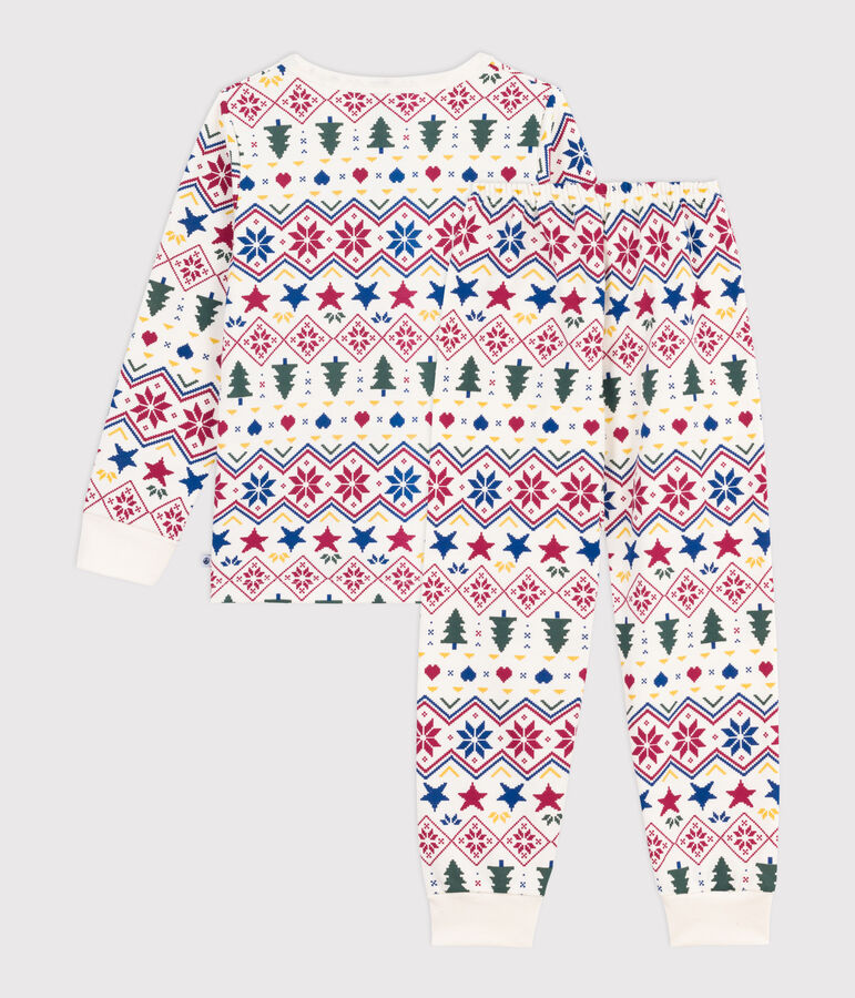 Kinderpyjama van fleece met kerstprint ecru/multicouleur