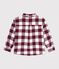 Chemise enfant en coton &agrave; carreaux marron/beige