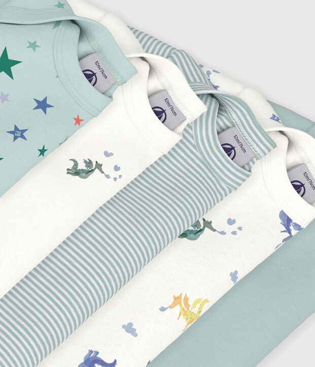 Lot de bodies manches longues en coton imprim&eacute; dragons b&eacute;b&eacute; multicouleur