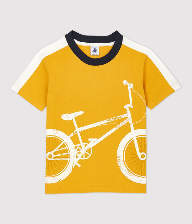 Katoenen jongens t-shirt met korte mouwen geel