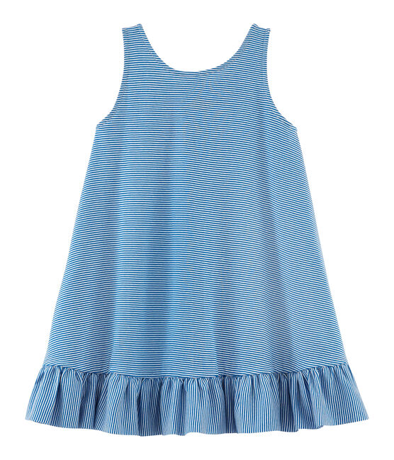 Robe enfant fille bleu RIYADH/blanc MARSHMALLOW