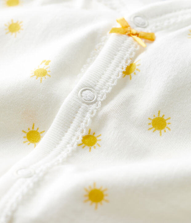 Combicourt b&eacute;b&eacute; petits soleils en coton biologique blanc/jaune