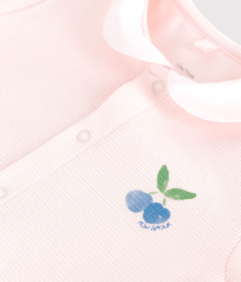 Kort katoenen babypakje met henleykraagje roze