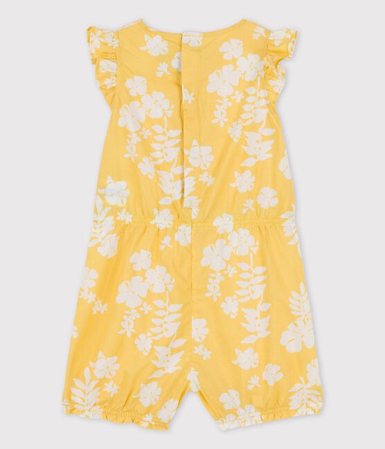 Combicourt imprimé Hawaï en popeline bébé jaune ORGE/blanc MARSHMALLOW