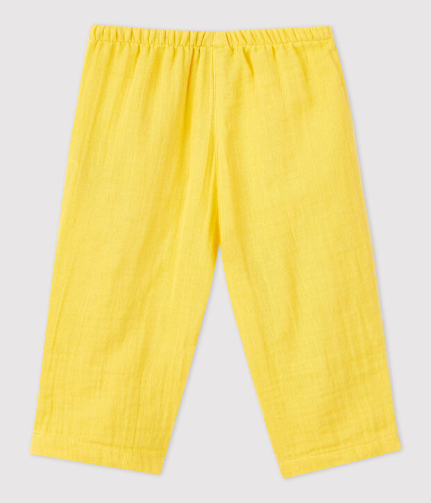 Babybroek van biologisch katoengaas geel