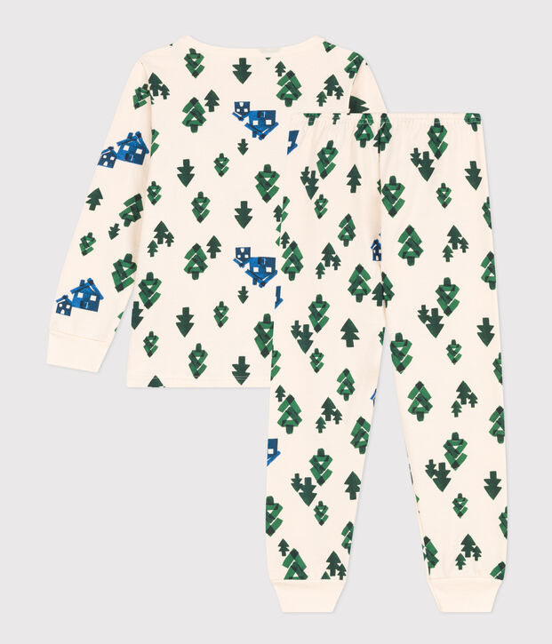 Pyjama imprim&eacute; chalet en molleton enfant &eacute;cru/multicouleur