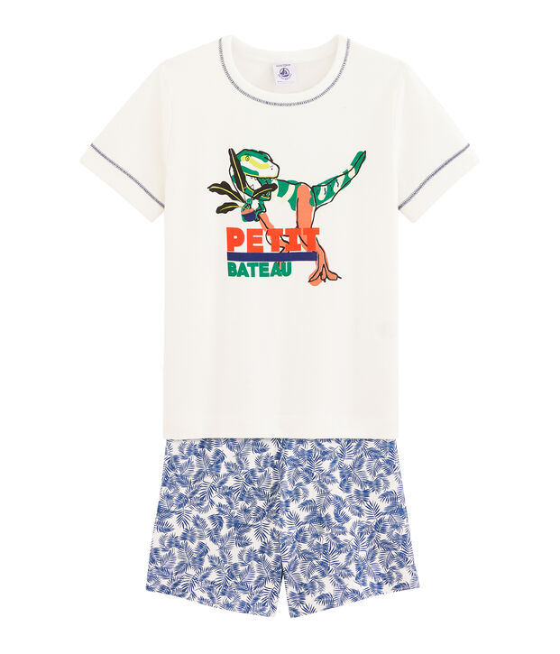 Pyjacourt petit gar&ccedil;on en c&ocirc;te blanc/multicouleur