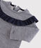Blouse met lange mouwen babymeisje blauw SMOKING/wit MARSHMALLOW