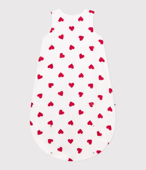 Katoenen babytrappelzak met hartjes TOG 1 wit MARSHMALLOW/rood TERKUIT