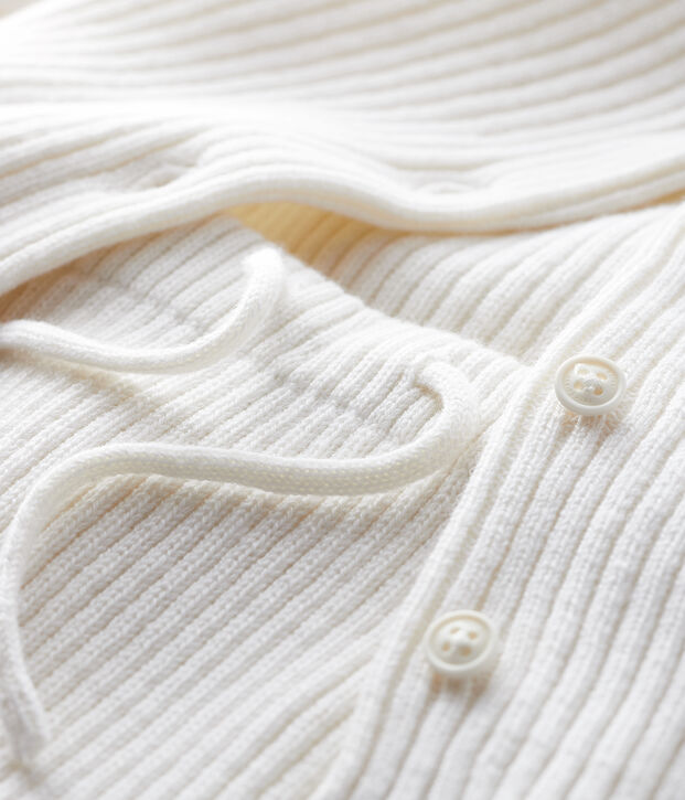 Ensemble blanc 2 pi&egrave;ces b&eacute;b&eacute; en tricot blanc