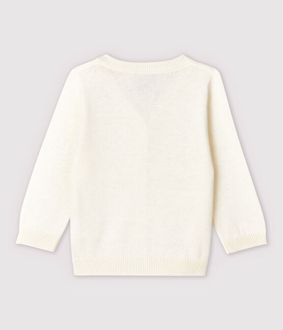 Cardigan en tricot jersey coton/lin bébé garçon blanc MARSHMALLOW