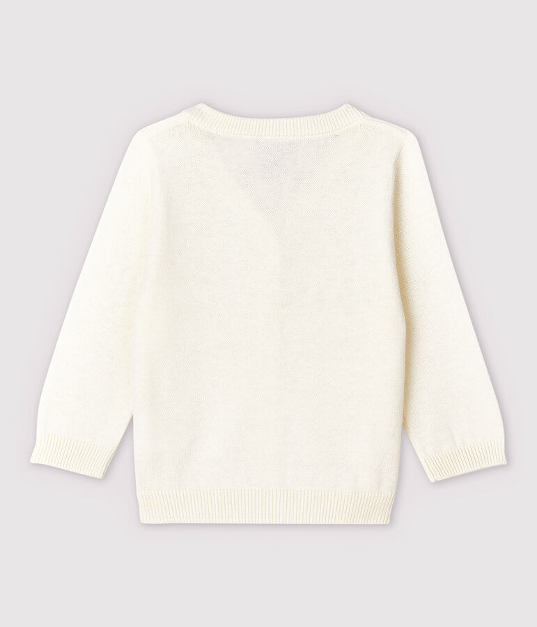 Cardigan en tricot jersey coton/lin b&eacute;b&eacute; gar&ccedil;on blanc MARSHMALLOW