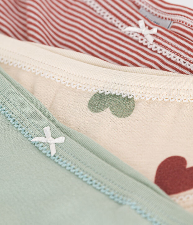 Set van 3 katoenen slips met hoge taille en hartje voor kinderen multicouleur