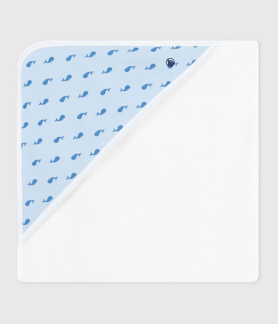 Carré de bain bébé en coton bleu TOUDOU/ ALASKA
