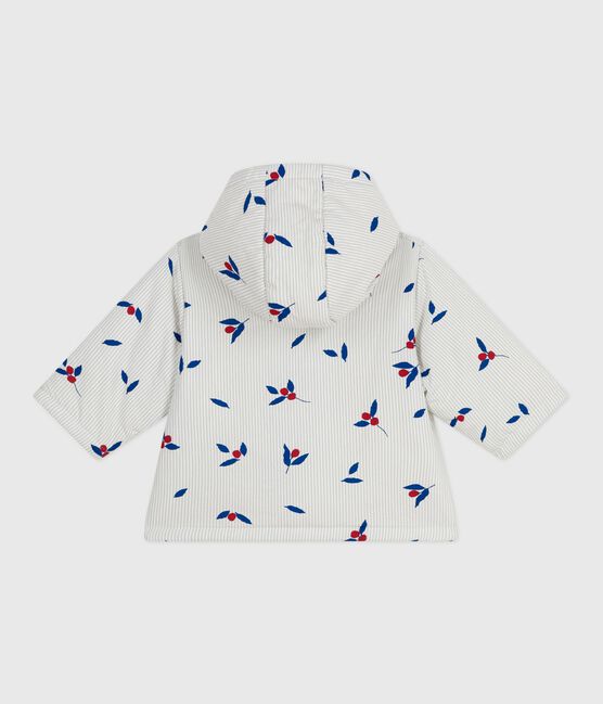 Babyjas met kap en wattering in poplin, afgewerkt met print CO2/ MULTICO