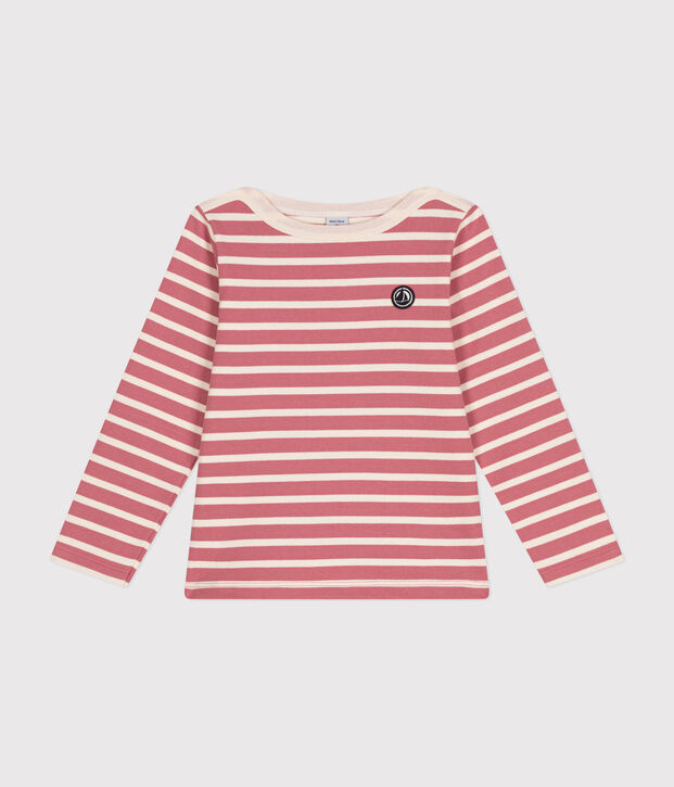 Iconisch marinetruitje in katoen voor meisjes/jongens roze/ecru