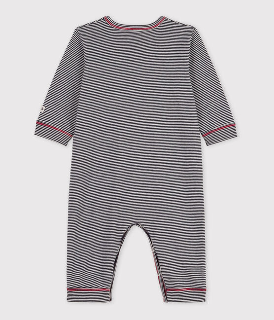 Dors-bien sans pieds à rayures bébé en coton bleu SMOKING/blanc MARSHMALLOW