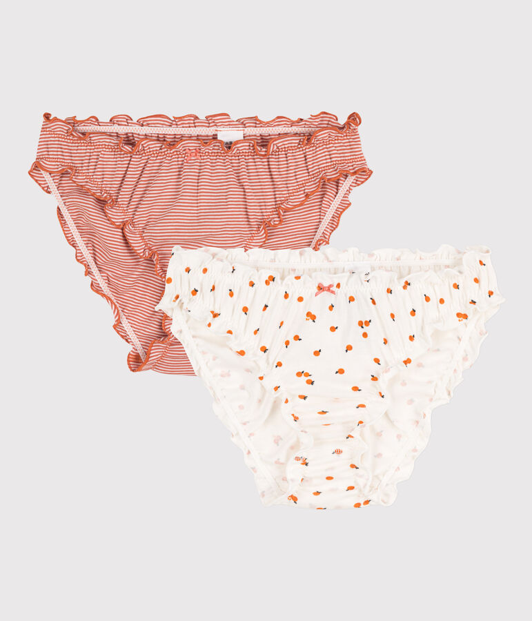 Set van 2 damesslips met ruches in zacht katoen multicouleur