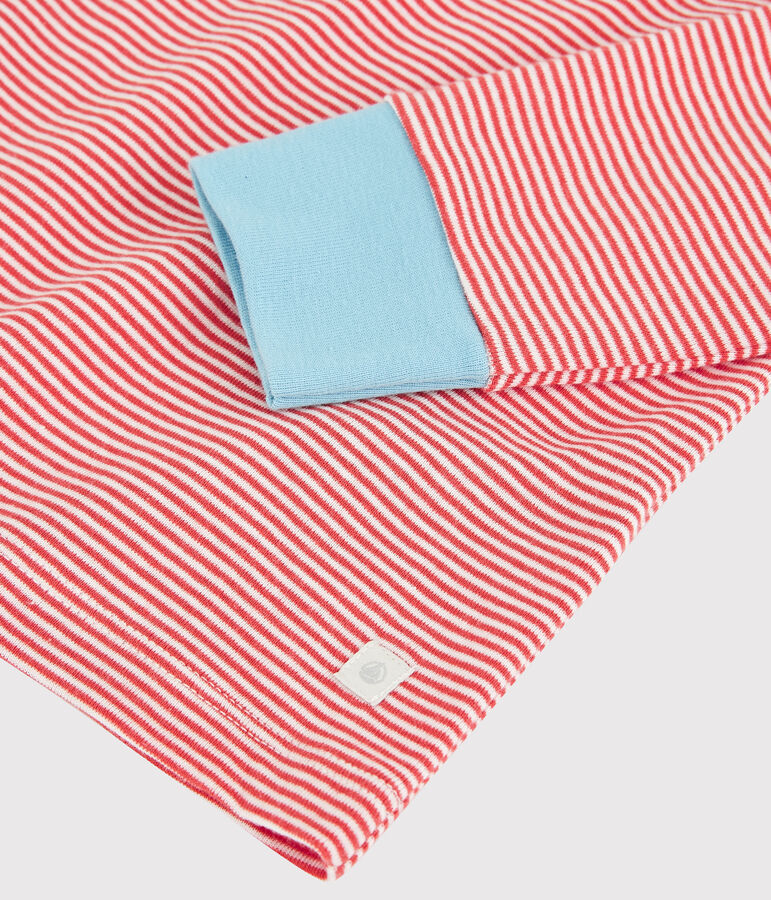 Gestreepte katoenen pyjama voor jongetjes oranje OURSIN/wit MARSHMALLOW