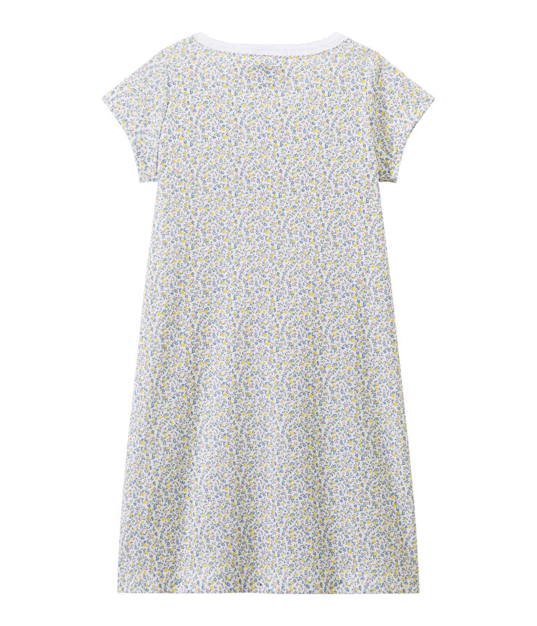 Chemise de nuit fille imprim&eacute;e blanc ECUME/blanc MULTICO